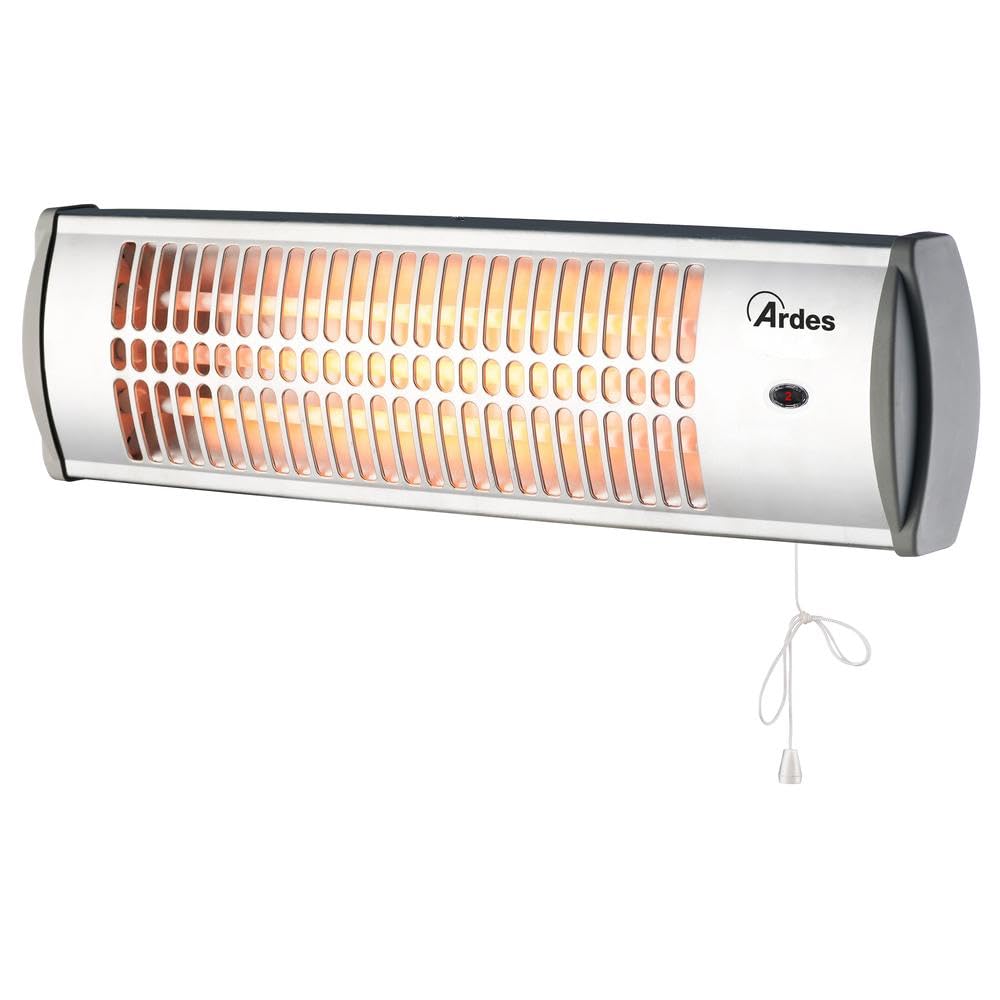 ARDES AR437B Estufa de pared de cuarzo QUARTZ, estufa de pared de cuarzo para interior/exterior, calefactor de pared de bajo consumo, calefactor de pared de 2 potencias 600W/1200W ARDES AR437B Estufa de pared de cuarzo QUARTZ, estufa de pared de cuarzo para interior/exterior, calefactor de pared de bajo consumo, calefactor de pared de 2 potencias 600W/1200W