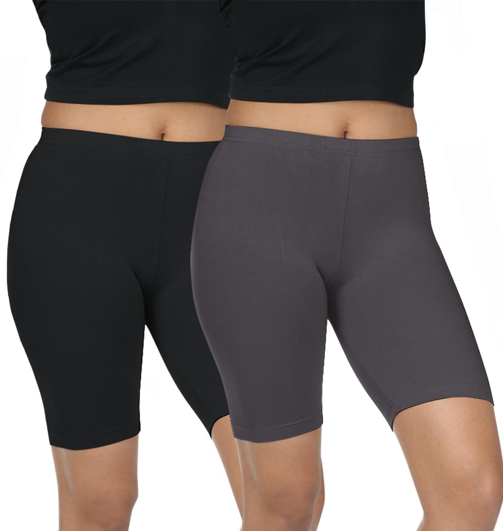 Fly Birds Women Mid Waist Stretch Shorts Pack of 2 | Viscose Blend-image-44