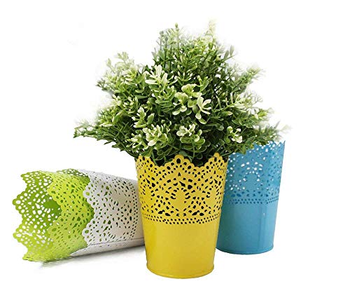 Leoyoubei 5Inch White Pen Holder Cup for Desk,Metal Vases for Planter, Table Centerpieces,Flower Bucket Floral Wedding Arrangements,Ruler Organizer or Candle Holder-Modern Vase 3 Pack by Leoyoubei - Image 5