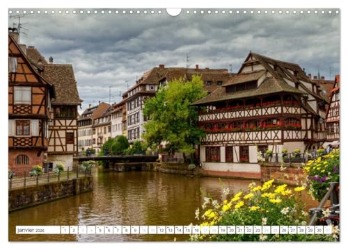 Calendrier mural 2026 Alsace magnifiques colombages format DIN A3 vertical