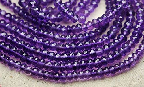 Améthyste naturelle d'Afrique en perles rondelles facettées haut de gamme pour création de bijoux