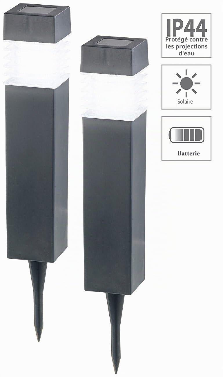 Bornes lumineuses solaires à LED avec capteur de luminosité - Carrées - x6 [Lunartec]