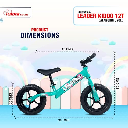 Image of Leader Kiddo Balancing Cycle for Kids Ages 1-4 | Lightweight, Pedal-Free Design for Effortless Fun | Adjustable Seat for Growing Toddlers | Perfect Learning Bicycle for Boys and Girls (SEA Green)