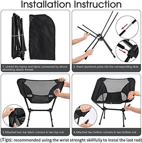 FYCAN-Portable-Compact-Folding-Chair-with-Carry-Bag-Lightweight-Breathable-Perfect-for-Outdoor-Camping-Travel-Beach-Picnics-Festival-Hiking-Backpacking-Black-Nylon-Aluminium-Alloy