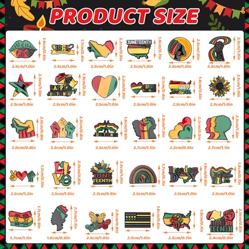 Image of SANNIX 60Pcs Juneteenth Pins, Juneteenth Freedom Day Lapel Pins | Black History Month Badge Pin, African American Button Decor, for Backpacks Clothes Decorations, 30 Styles