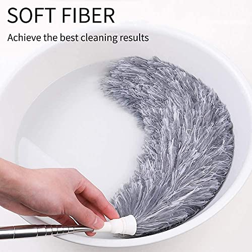 Image of Microfiber Ceiling Fan Duster with Extendable Long Handle (100 Inch) | Bendable Head | Cobweb Cleaner for High Ceiling, Walls & Roof | Washable Anti-Scratch Cleaning Brush (Fan Cleaning Steel)