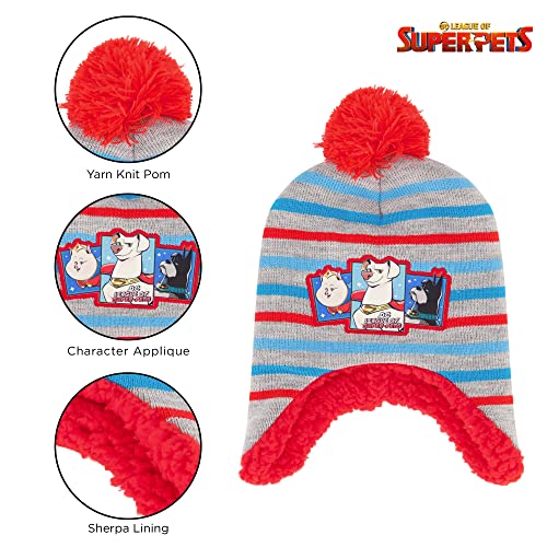 Image of DC Comics Boys Toddler Winter Hat And Mitten With Sherpa Lining, Super-Pets Beanie For Ages 2-4