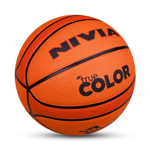 Image of Nivia True Color Basketball, As per BFI Standard, 14 Panels, Moulded Soft Rubber Cover with Pebbled Texture, Butyl Threadwounded Bladder, Made for Tournaments, To Play on All Indoor & Outdoor Surfaces