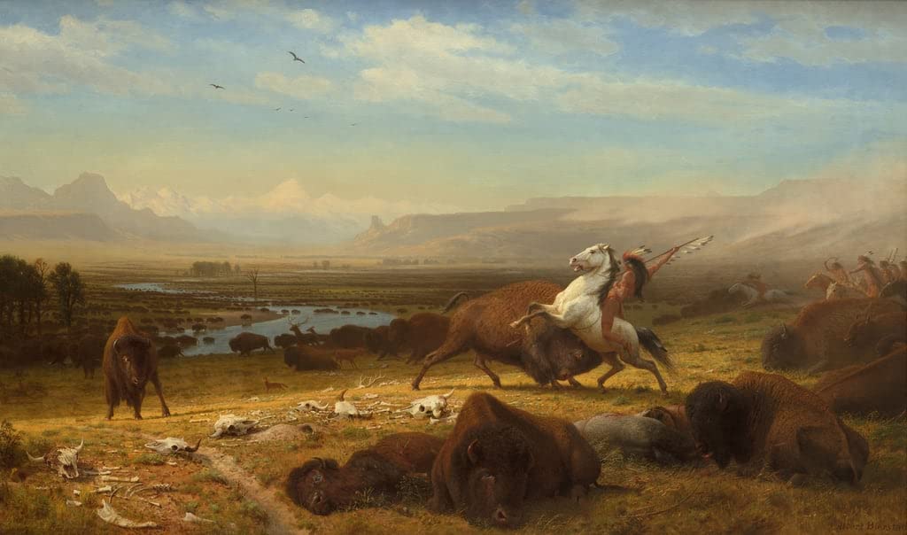 Poster sur toile Albert Bierstadt Le dernier animal 50x70cm sans cadre décoration murale
