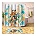 Produktbild KnSam Duschvorhang Anti-Schimmel Wasserdicht Vorhänge An Badewanne Bad Vorhang für Badezimmer Giraffe 100% Polyester inkl. 12 Duschvorhangringen 165X180cm