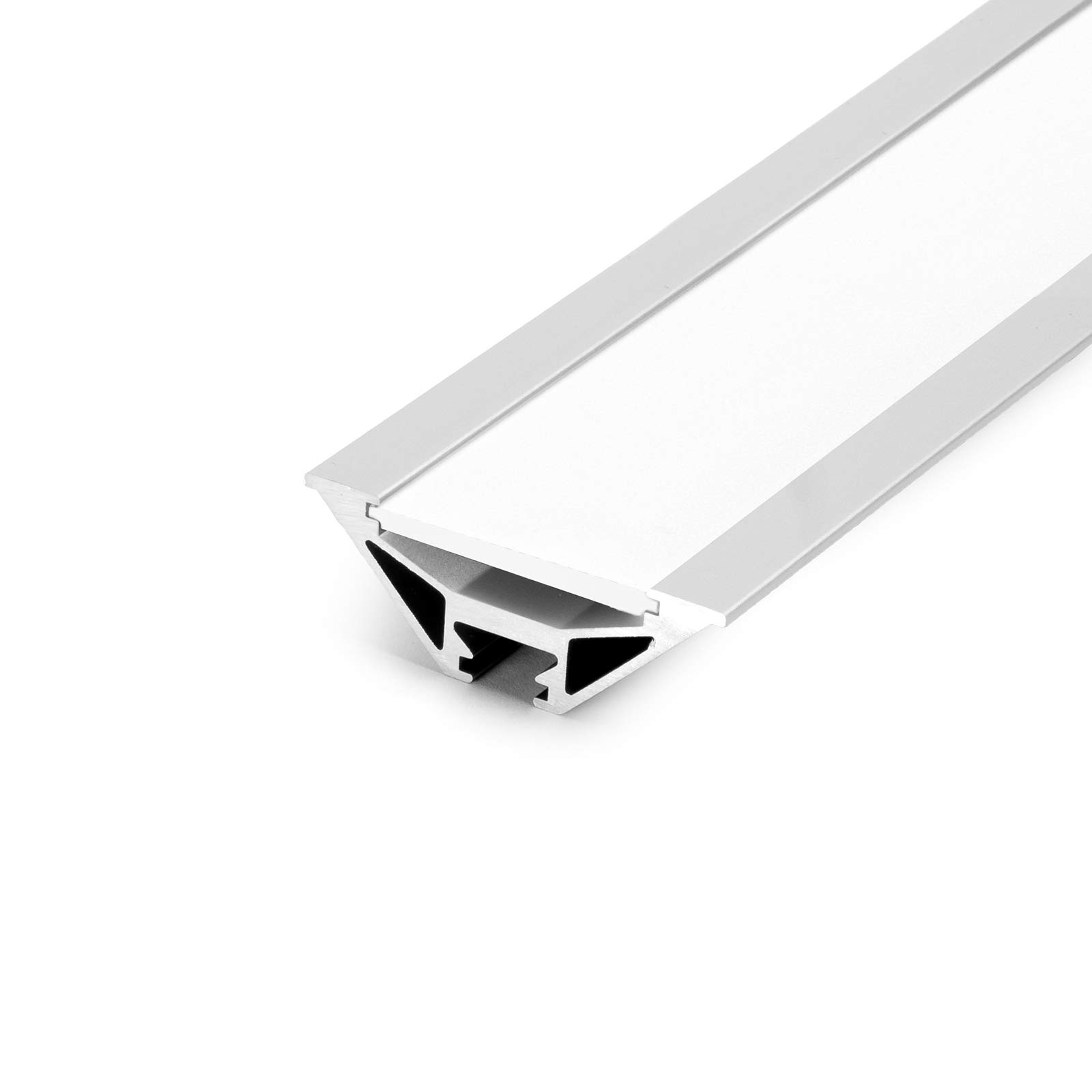 DQ-PP LED ALUMINIUM PROFIL | Modell J | 2m | alu-eloxiert | satiniert Abdeckung | ohne Klammern und ohne Endkappen | Alu Schiene Leiste für LED-Streifen