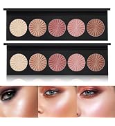 2 Packs Highlighter Powder Palette, 5 Colors Makeup Palette Contour Palette Eyeshadow Makeup Kit ...