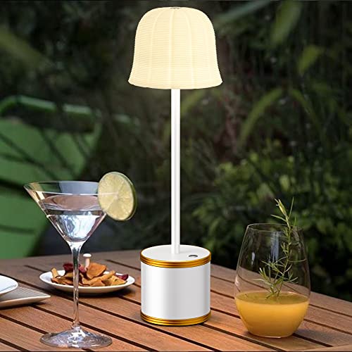 Shangcai Cordless Rechargeable Table Light, 5000Mah Battery Operated Led Portable Desk Lamps 3 Color Stepless Dimmable Up To 48H Usage Night Light For Outdoor Garden Patio Dining Restaurant Home-White #TOP3