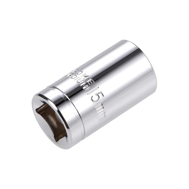 Soquete E15 com encaixe 1/2 pol. (12,7 mm), spline universal, curto, 12 pontas, em aço cromo-vanádio uxcell