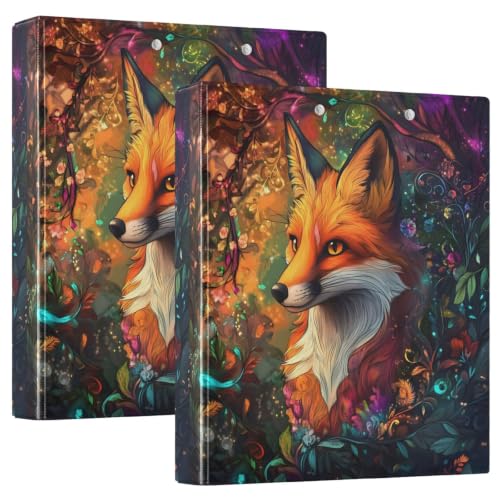 Classeur 3 anneaux avec poches pour école et bureau motif renard vintage rigide