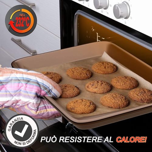 NutriChef Set 2 Teglie da Forno Antiaderente, Acciaio al Carbonio Lucido, Bordi Rialzati, Senza PTFE, PFOA e PFOS - immagine 3