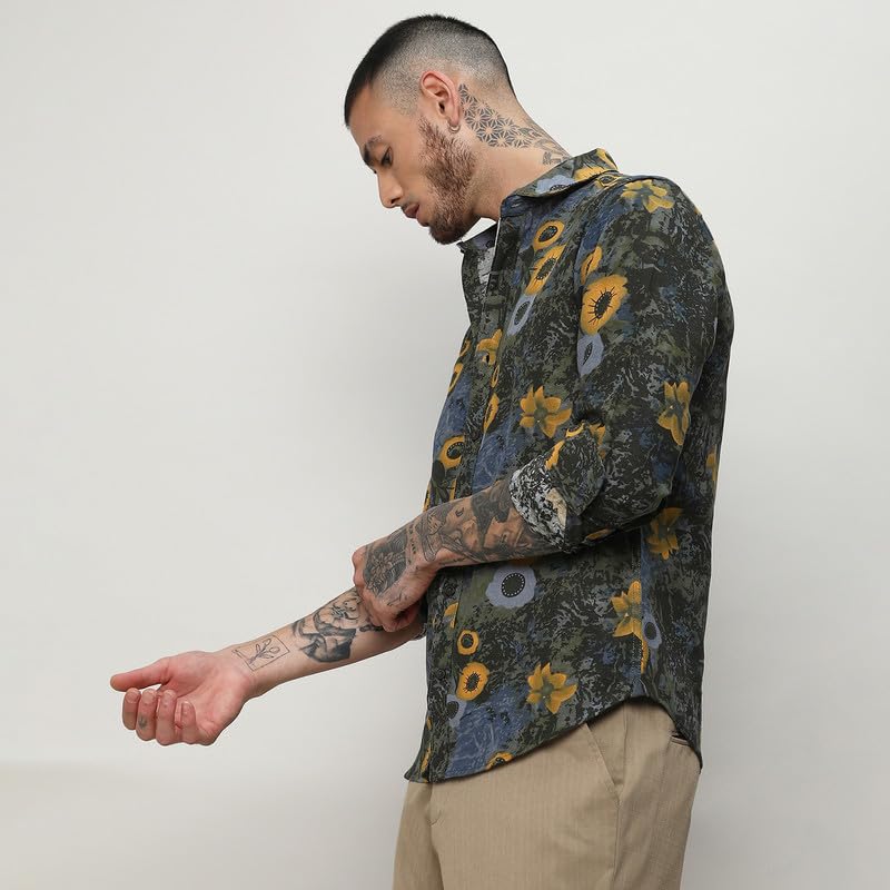 Image of CAHOOT Men's Shirt for Casual Wear |Regular Fit | Cotton Spread Collar Shirt Crafted with Regular Sleeve, Comfort Fit & High-Performance for Everyday Wear