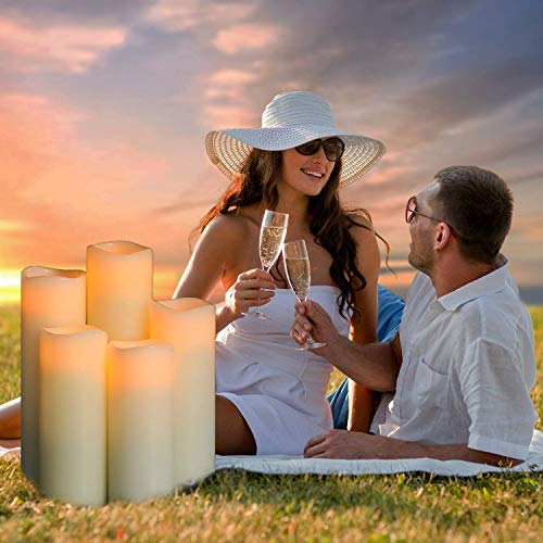 Da by Flameless Candles LED Candles Battery Candle Set of 9(1 - H 22cm, 1 - H20cm, 1 - H18cm, 2-H16cm, 2-H14cm, 2-H13cm) Ivory True Wax Candle with Remote Timer - Image 6