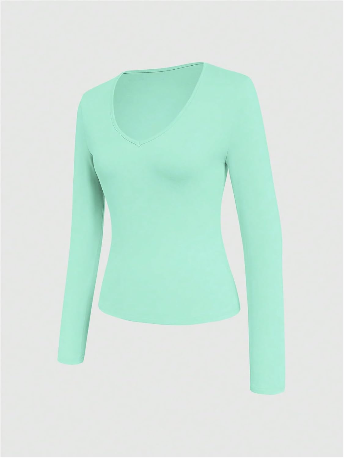 Women's V Neck Long Sleeve T Shirts Slim Fit Basic Tops Fall Clothes - Image 4