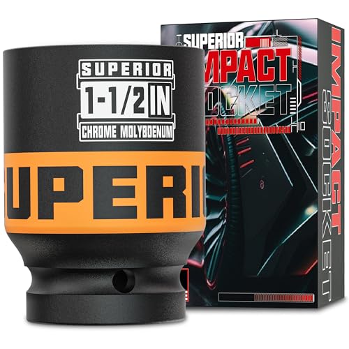 Image of 1 inch Drive Impact Socket, 1-1 /2 Inch Deep Socket, SAE Axle Nut Socket, 6 Point, CR-MO, Automotive, Truck Maintenance, Heavy Equipment Repair
