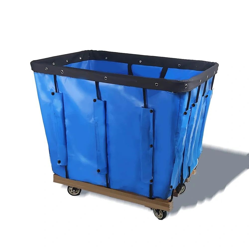 Metrixpio Basket Truck Blue Vinyl Nylon 16 Bushel Detachable Knock Down Truck,Rolling Hamper Sorter for Clothes Storage