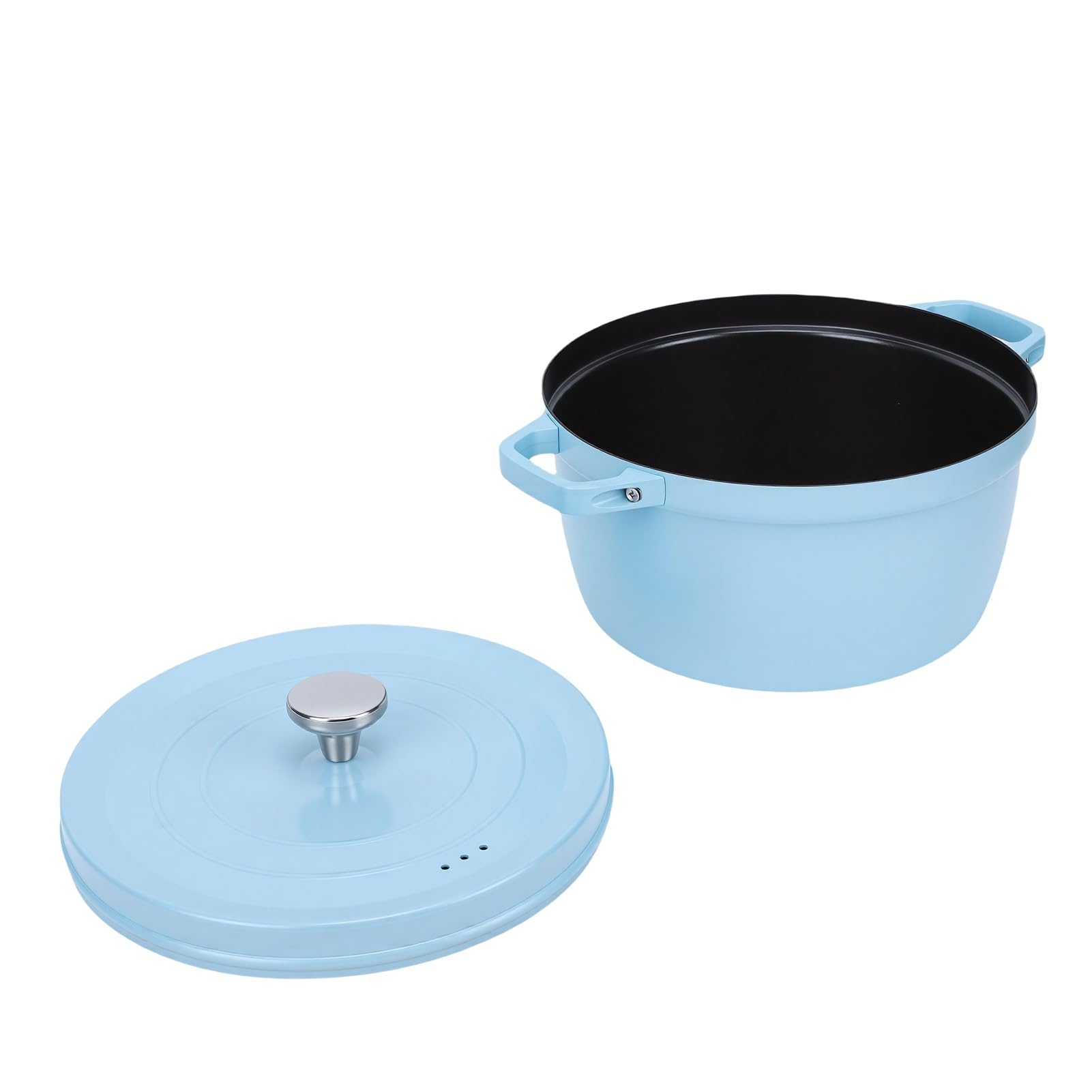 Jenngaoo Olla de Hierro Fundido Esmaltado con Tapa, Doble Asa Antiadherente Redonda para Horno, Cocina de Gas e Inducción, 9.4 Pulgadas, para Guisos, Estofados y Asados