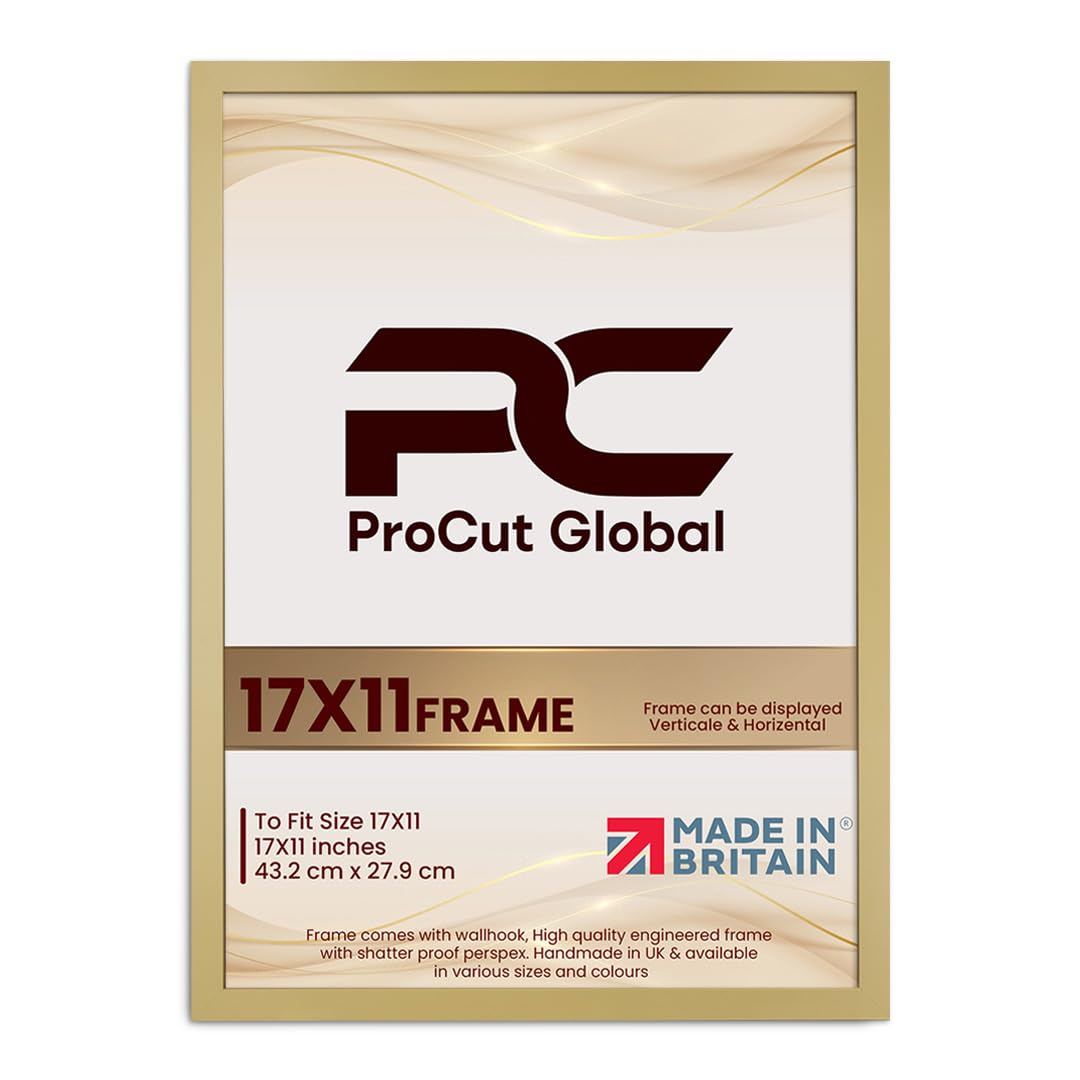 Procut Global 17X11 Mustard Yellow Picture Frames - Modern Wooden Photo Frame with Shatterproof Perspex for Wall or Tabletop - Perfect for Posters, Certificates, Prints - Sizes & Colors Available