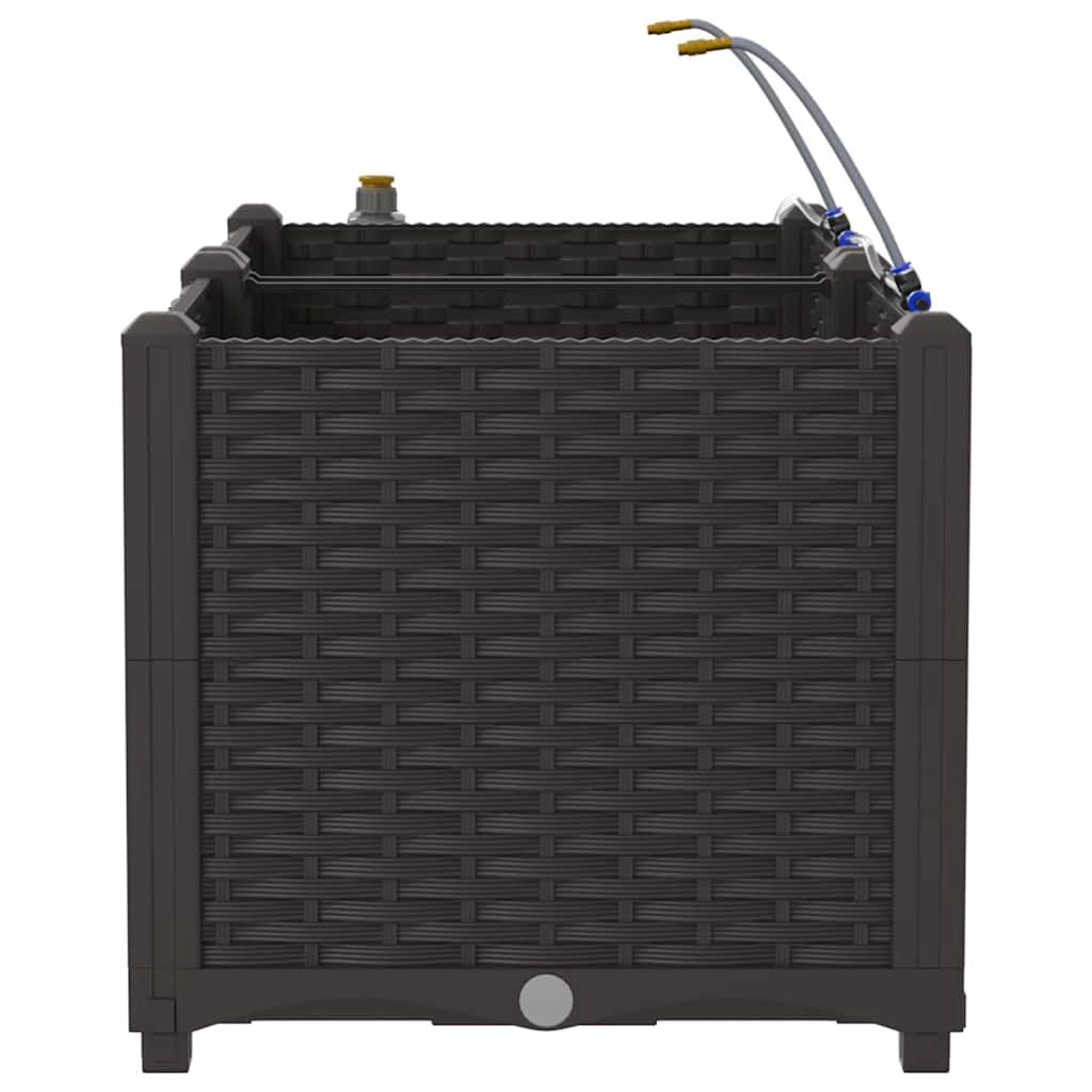 2er Set Pflanzkübel mit Bewässerung Braun 80x40x37,5 cm | Zwei braune Blumenkästen für Balkon und Terrasse mit integriertem Wasserspeicher für einfache Pflanzenpflege im Freien.