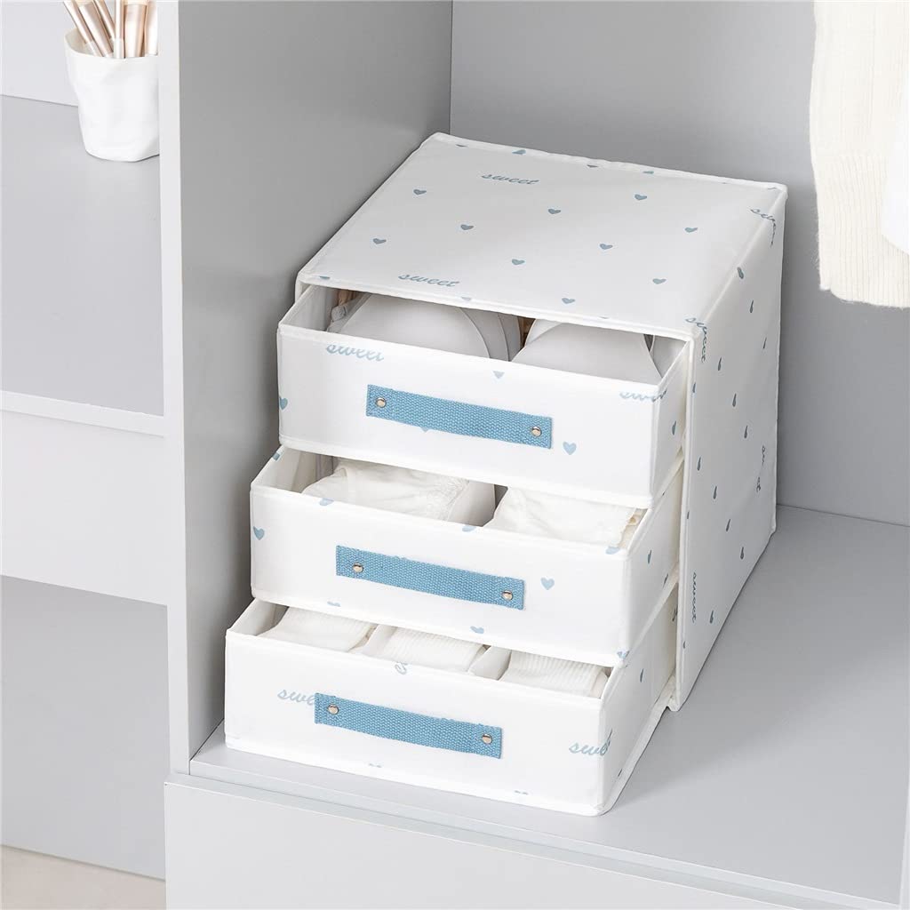 2 Stück Unterwäsche-Aufbewahrungsbox, Haushalts-Unterwäsche-Aufbewahrungsbox, BH-Socken, dreilagige Schubladen-Aufbewahrungsbox für Kleidung (A 31 x 31 x 31 cm)