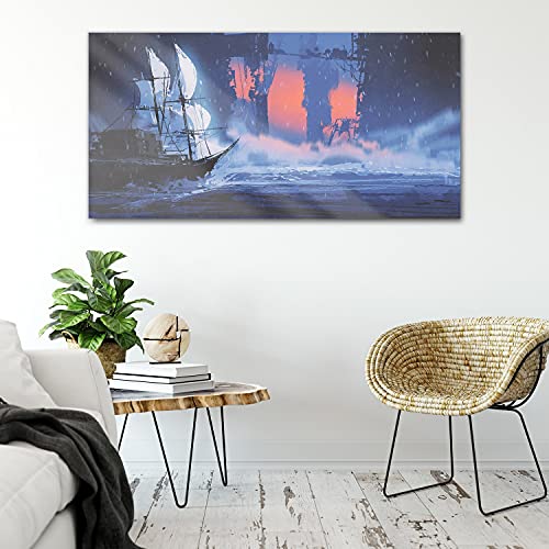 Tableau acrylique 100x50cm salon decoration murale vague mer