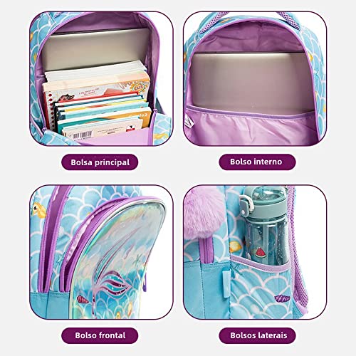 Conjunto de Mochila Infantil com Bolsa Térmica e Estojo - Ideal para Meninos e Meninas (Coração de o