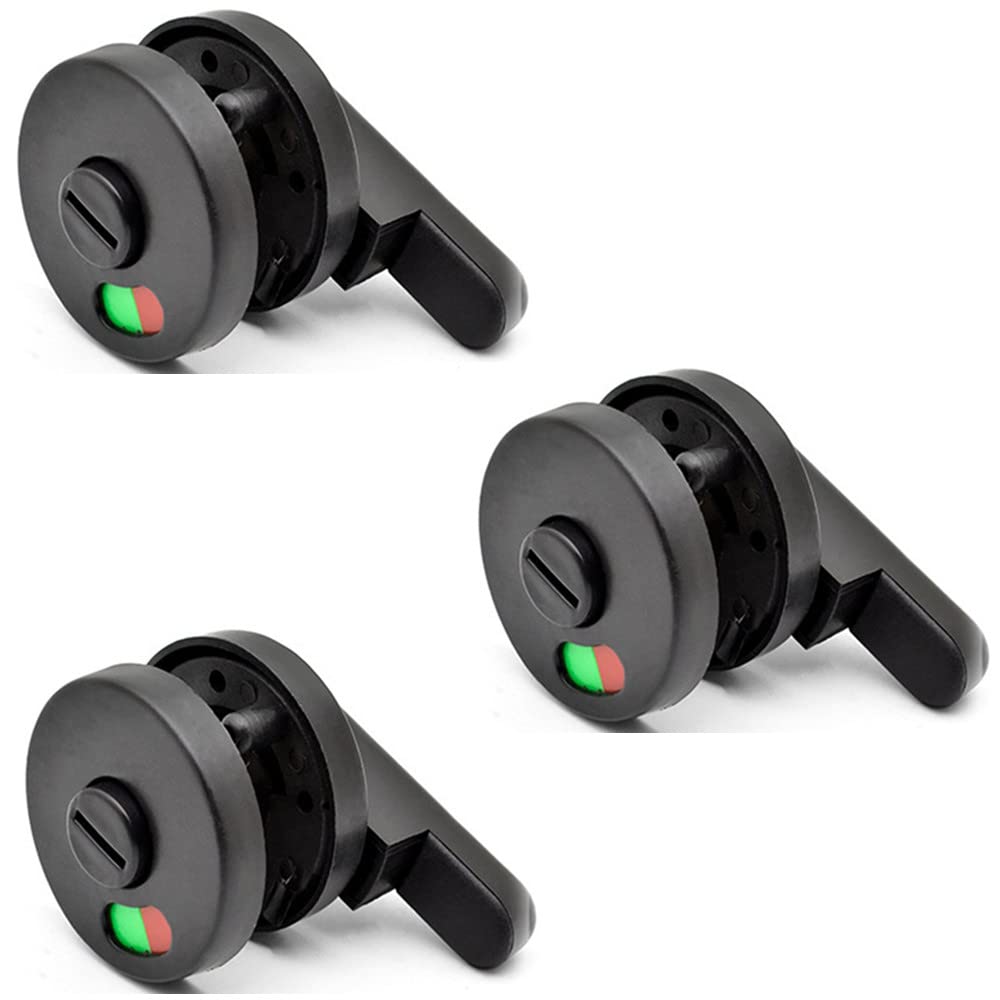 URPIZY 3PCS Indicator Door Lock, Universal Black Privacy WC Plastic Latch Vacant Engaged Door Lock Toilet Shower Cubicles & Bathroom Indicator Bolt