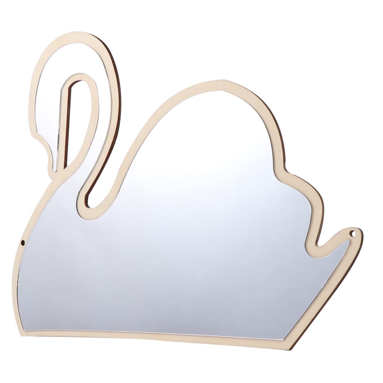 PRETYZOOM Wooden Swan Mirror Decorative Safe Mirror for Boys and Girls Baby Nursery Room Wall or Stick Mount