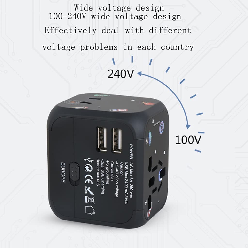 Adattatore da Viaggio Universale Adattatore di Alimentazione Internazionale con 3 Porte USB Adattatore da 100-240 Volt per Regno Unito Giappone Cina Europa USA CA AU AE