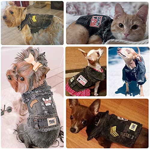 Doggyzstyle Pet Vests Dog Denim Jacket Hoodies Puppy Jacket For Small Medium Dogs (S, Black Print) #TOP2