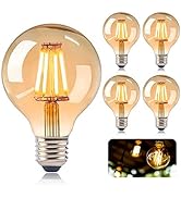 KIPIDA G80 LED Vintage Glühbirne, Edison Vintage LED Lampe Antike Leuchtmittel Globe Birne E27 4W...