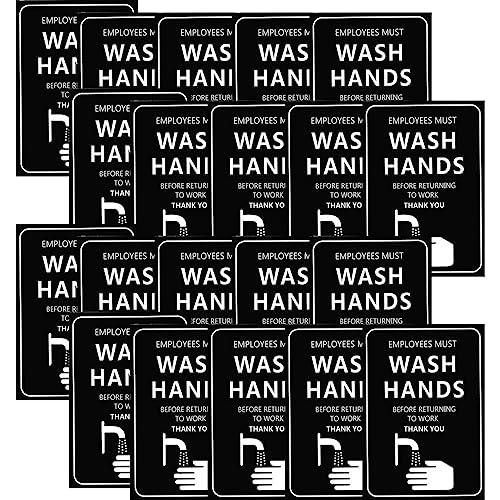 Image of CVANU Employees Must WASH HANDS Before Returning to Work Warning Safety Self-Adhesive Waterproof PVC Vinyl Sign Sticker Size (11.7inchX8.3inch) Pack of 20