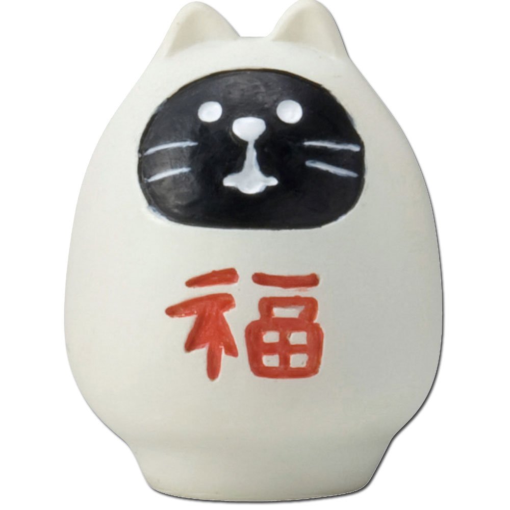 DecoleConcombre Cat Mascot, Cat, Fukunekodama, White, Approx. 1.2 x 1.2 x 1.6 inches (30 x 30 x 40 mm), Unit (mm)