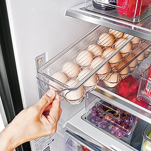 Kitchen Clear Plastic Egg Holder, Bpa Free Pet Egg Storage Container With Lid, Glsogl Stackable Refrigerator/Fridge Storage Container, 14-Egg Box, Pack Of 2 #TOP1