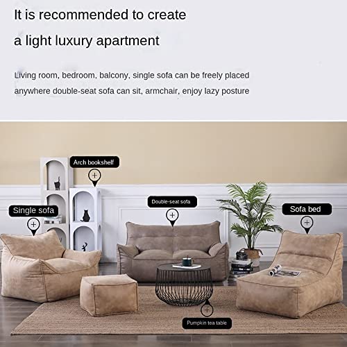 Bean Bag Chair Bean Bag Cover Luxury Single Lazy Sofa Cover Pu Faux Suede Leather Bean Bag Pouf Chair For Bedroom Living Room Garden, Without Filling Bean Bag Cover (Color : Retro Brown) #TOP7