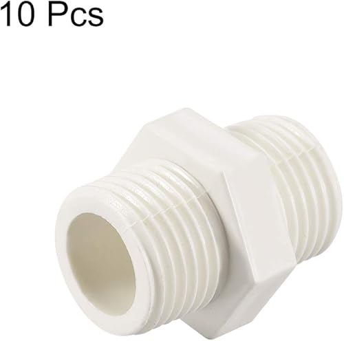 Miniatura 3 de uxcell Tubería de PVC accesorio hexagonal pezón G12 X G12 conector adaptador de rosca macho 10 unids