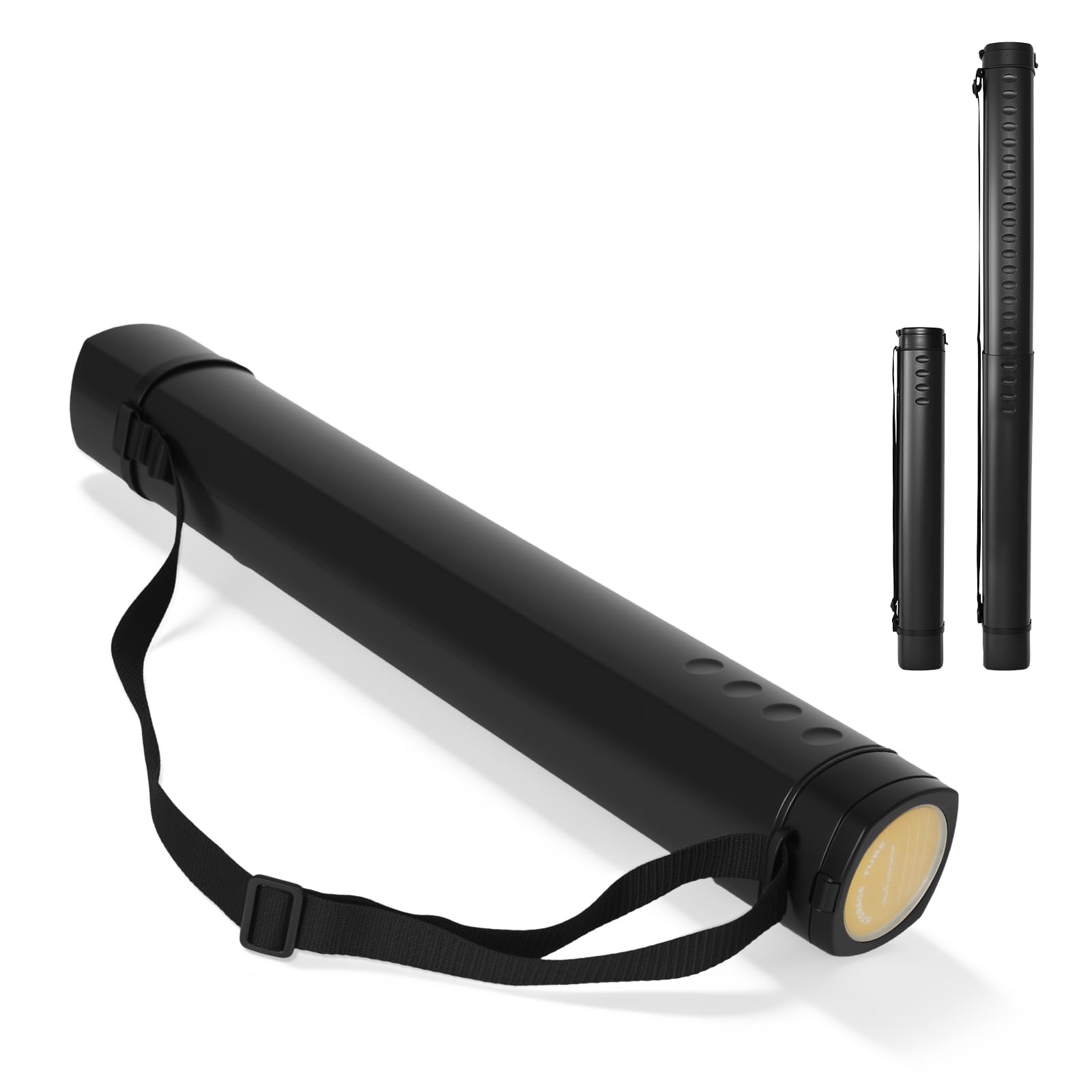 DEWEL Teleskop Posterrolle A0, Transportrolle Zeichenrolle, 62–107cm, Köcher für Bilder Poster und Flipchart Papier, Länge und Tragegurt verstellbar Kunststoff Zeichnungen 1 Stück (Schwarz)