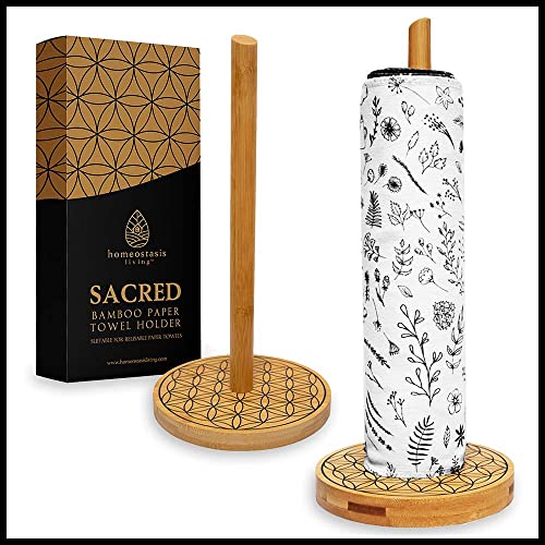 Bamboo Paper Towel Holder Countertop | Natural Wood Paper Towel Holder, Standing Paper Towel Dispenser, Kitchen Organization, Kitchen Storage, Reusable Paper Towels Stand Decor | Homeostasis Living