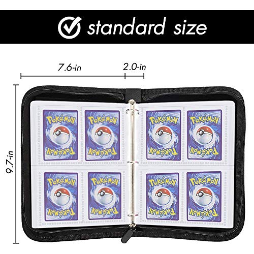 400 Pockets Baseball Card Binder Holder, Trading Card Sleeves Compatible with Pokemen, Football and Sports Cards, Card Binder with Zipper, Sheets for TCG - Thumbnail 2