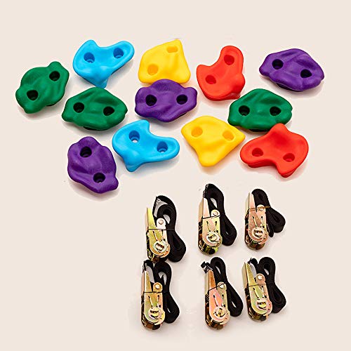 GAMELAND 12 Ninja Tree Climbing Holds with 6 Ratchet Straps for Kids Climber, Adult Climbing Rocks
