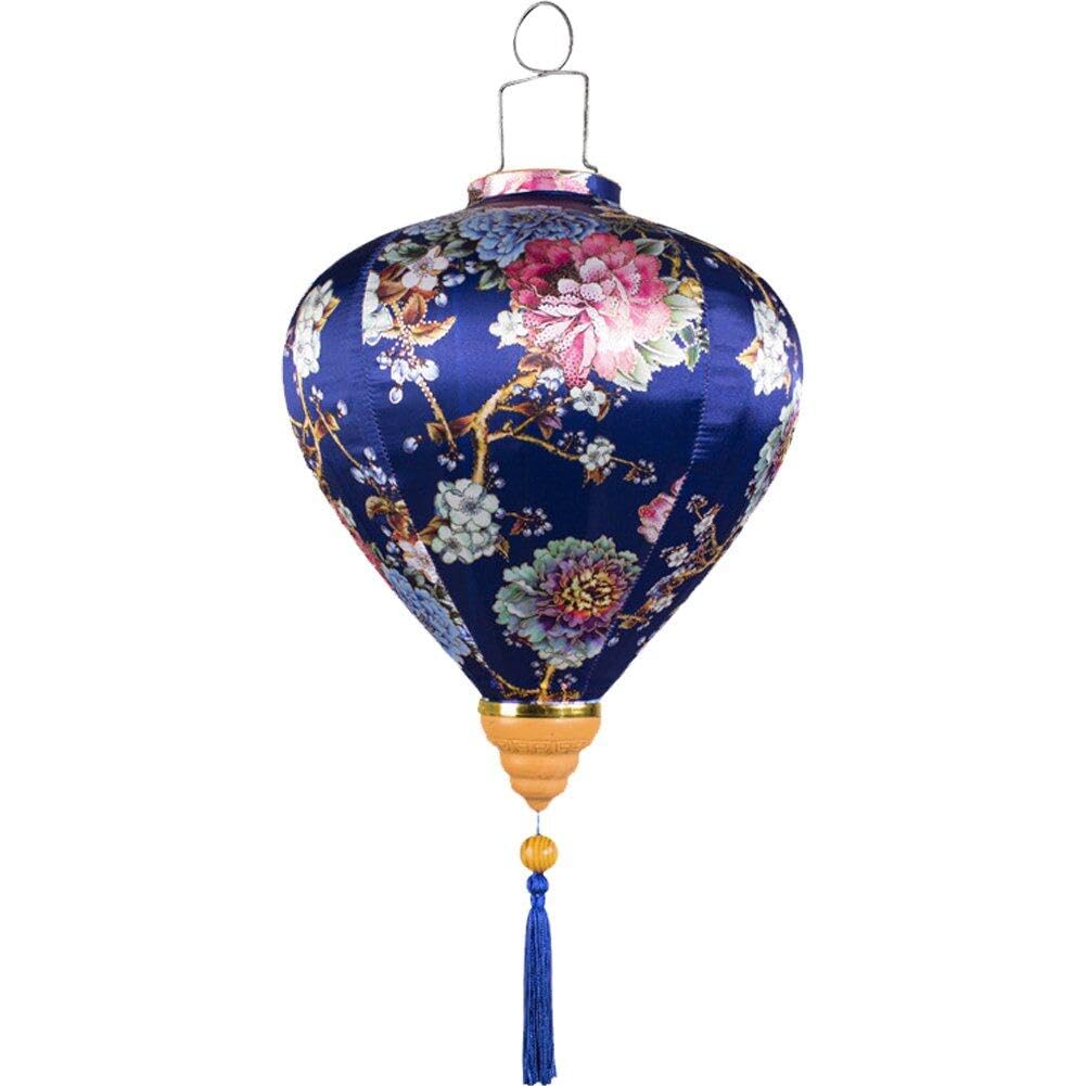 Fituenly Oval Silk Lanterns Chinese Japanese Hanging Paper Lanterns Vintage Foldable Floral Pattern Lantern for Outdoor Wedding Garden Home Decor