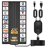 LUPATDY TV Antenna, 2023 Upgraded Outdoor/Indoor HD Digital Portable TV Antenna, 360°Reception Long 500+ Miles Range, Support 4K Full HD 1080p Smart and Older Tvs with 32.8ft Coaxial Cable