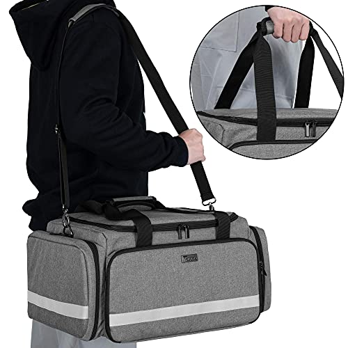 Trunab First Responder Bag Empty, Professional Medical Supplies Bag First Aid Kits Bag With Inner Dividers For Home Health Nurse, Community Care, Emt, Ems, Bag Only, Grey - Patented Design #TOP4