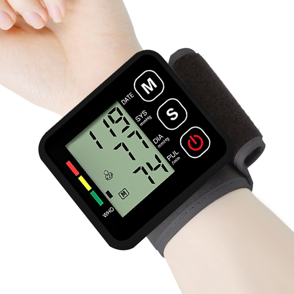 Ciśnieniomierz, sfigmomanometr nadgarstkowy, monitor nadciśnienia tętniczego z funkcją pamięci do dokładnego pomiaru ciśnienia krwi i pulsu, przenośny i łatwy w użyciu