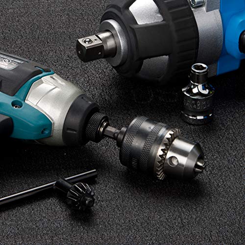 Neiko 20754A 3/8” Drill Chuck with 1/4” Quick Change Hex Shank | Convert Impact Driver and Wrench to Drill
